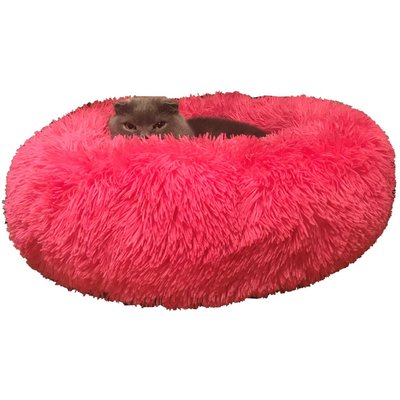 HDP HDP Round Fuzzy Bolster Dog Bed, Pink