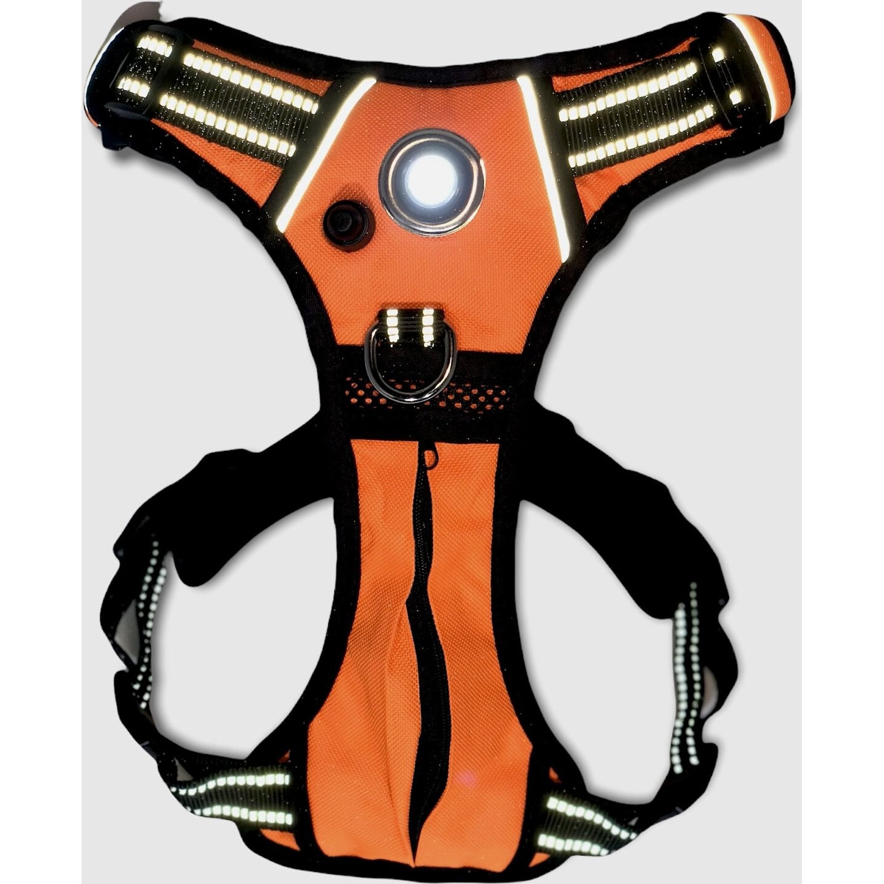Headlight Harness LED Light Dog Harness, Orange, Large
