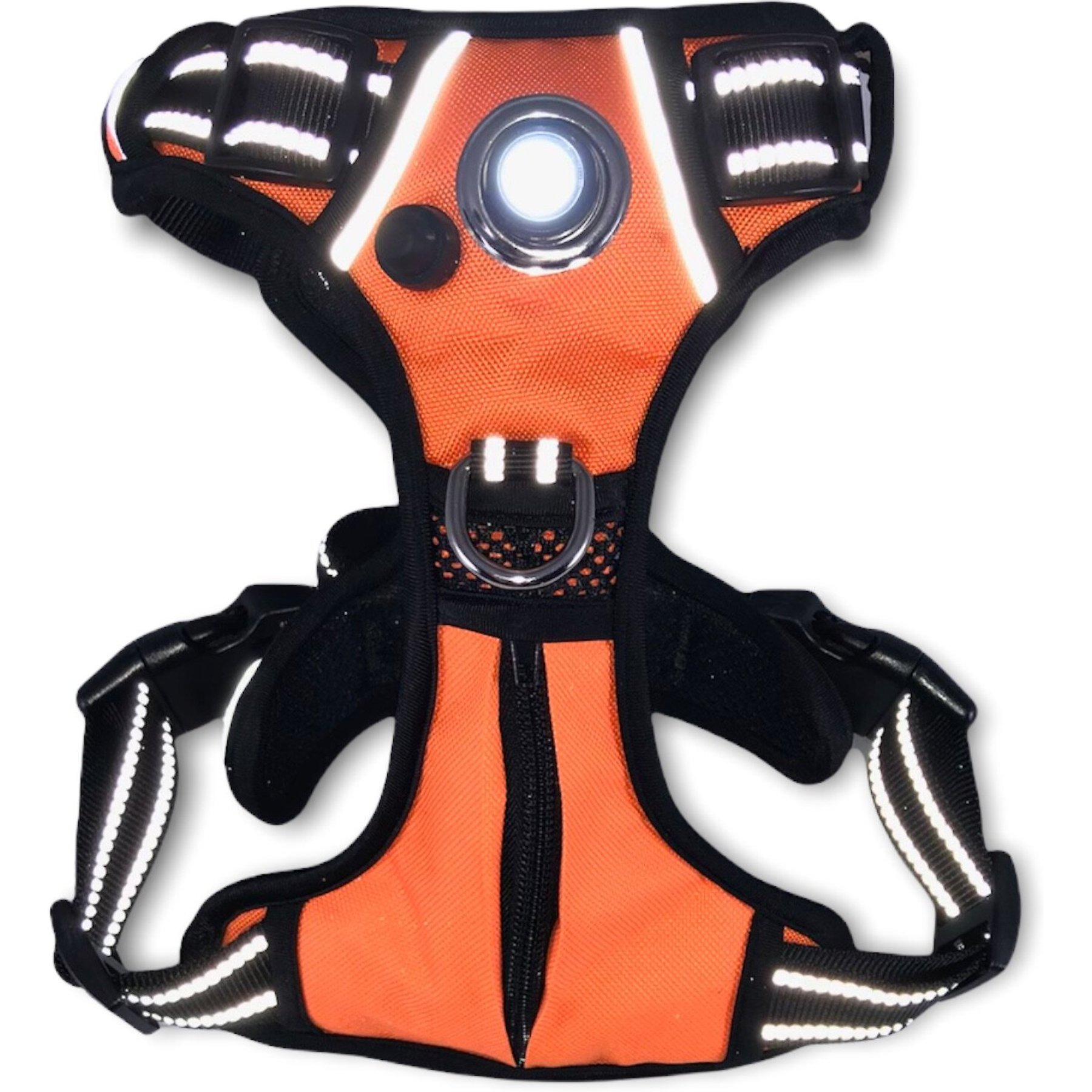 Headlight Harness LED Light Dog Harness, Orange, Medium