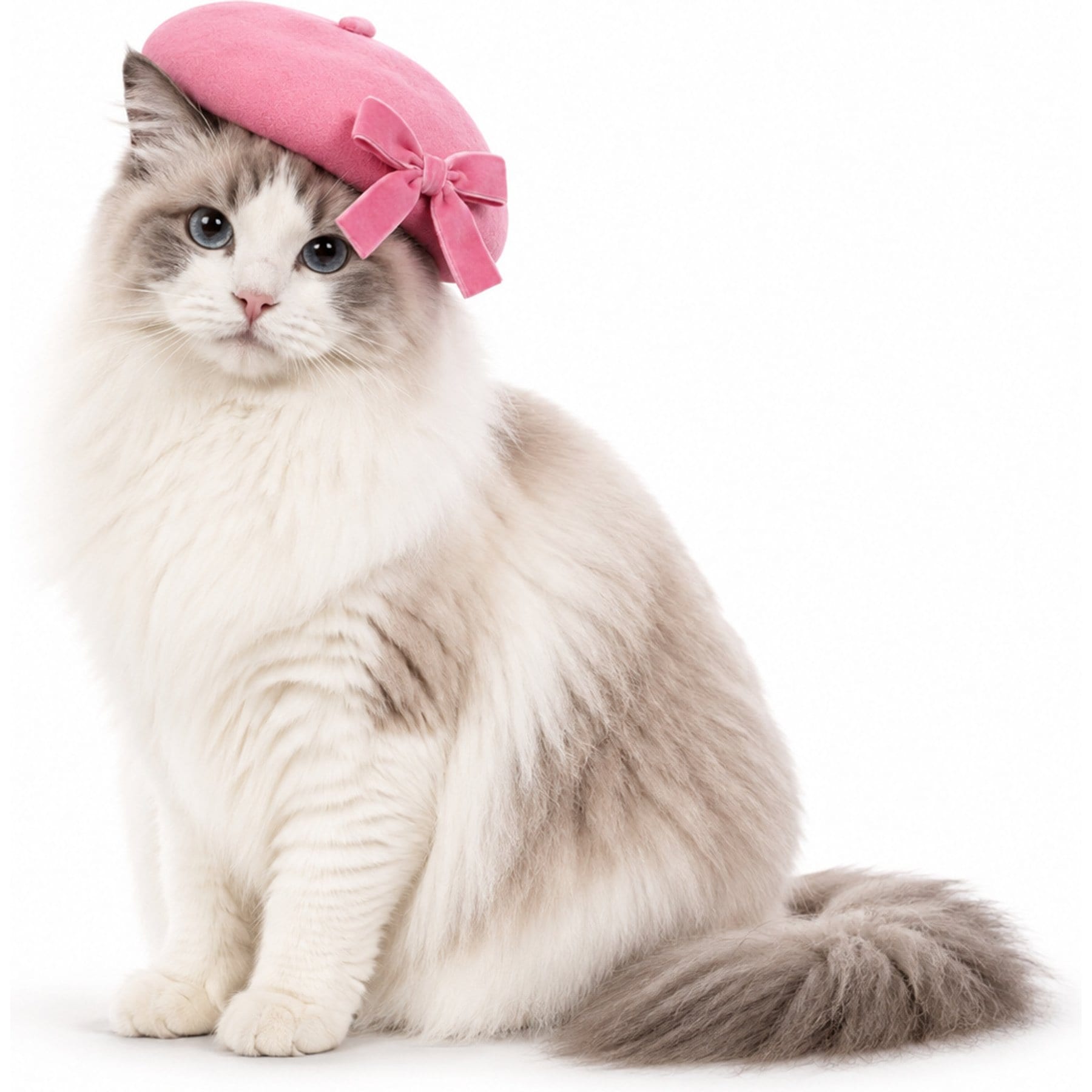 Heads or Tails Pup Beret Velvet Bow Dog Hat, Pink