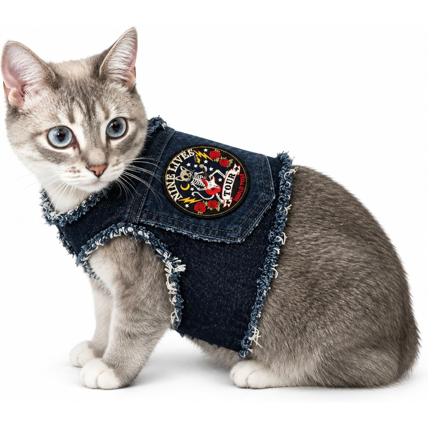 Heads or Tails Pup Denim Cat Harness, X-Small: 13 to 15-in chest