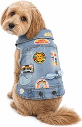 Heads or Tails Pup Positivity Leash Opening Dog Vest, Blue Denim, Large slide 1 of 9