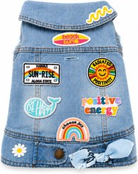 Heads or Tails Pup Positivity Leash Opening Dog Vest, Blue Denim, X-Small slide 2 of 9