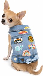 Heads or Tails Pup Positivity Leash Opening Dog Vest, Blue Denim, X-Small slide 1 of 9