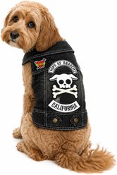 Heads or Tails Pup Pups of Anarchy Leash Opening Dog Vest, Black Denim, Large