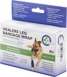 Healers Leg Bandage Wrap with Gauze Pads for Dogs, Medium