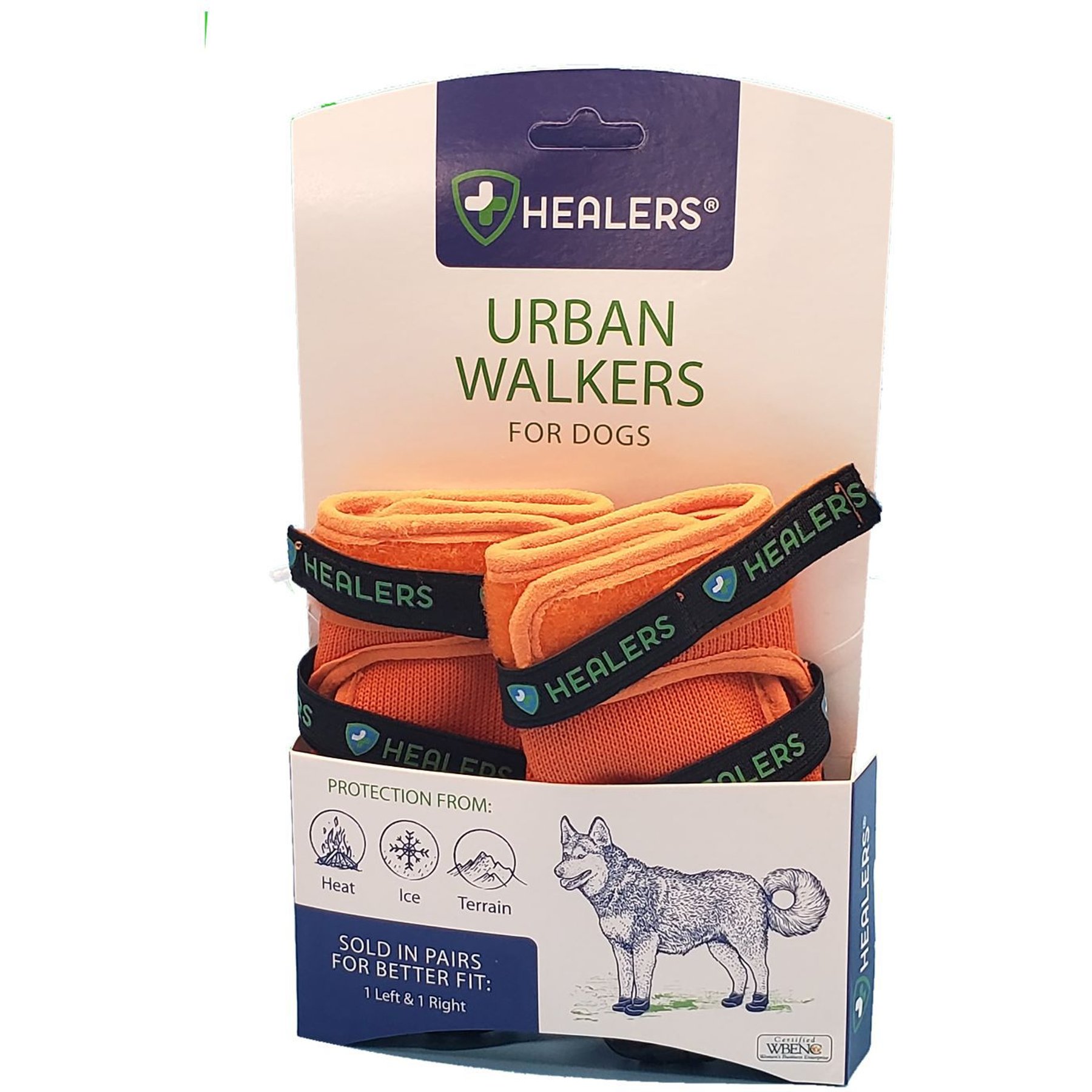 Healers Urban Walker III Waterproof Dog Boots, Orange, Medium