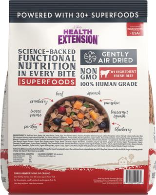 Show full view: Health Extension Beef Recipe Non-GMO Air-Dried Dog Food, 12-oz bag slide 3 of 11