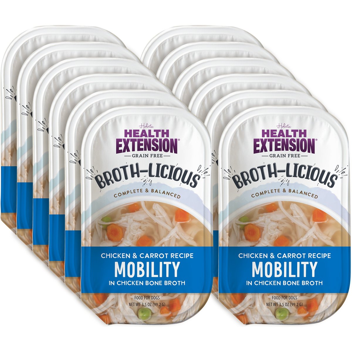 Health Extension Broth-Licious Mobility Grain-Free Chicken & Carrot in Chicken Bone Broth Wet Dog Food, 3.5-oz tray, case of 12
