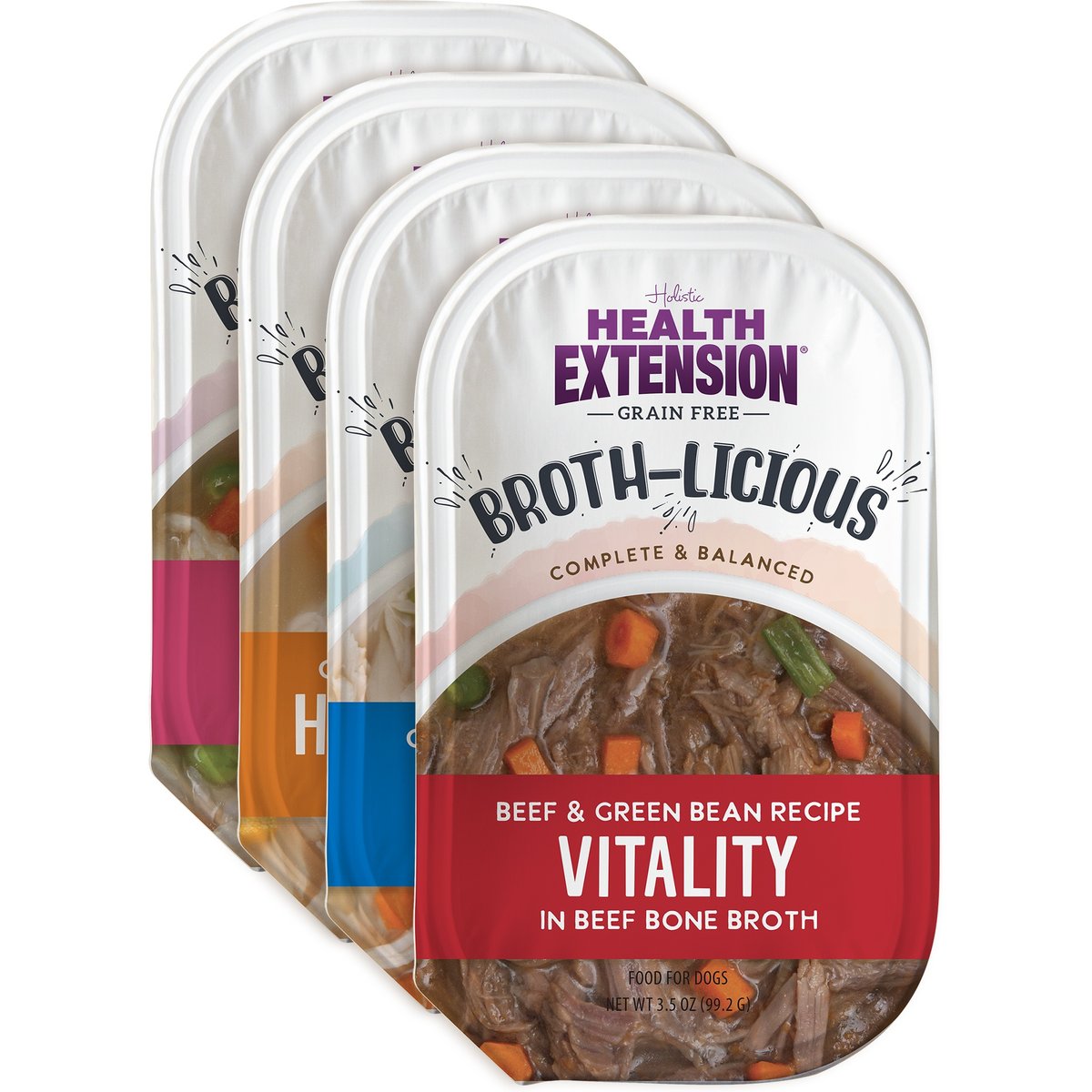 Health Extension Broth-Licious Variety Pack Grain-Free Bits in Broth Wet Dog Food, 3.5-oz tray, case of 10