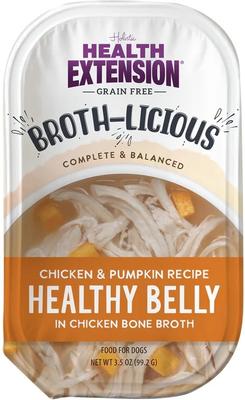 Show full view: Health Extension Broth-Licious Variety Pack Grain-Free Bits in Broth Wet Dog Food, 3.5-oz tray, case of 10 slide 5 of 10