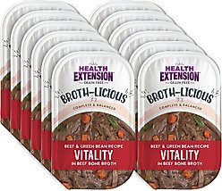 Health Extension Broth-Licious Vitality Grain-Free Beef & Green Bean in Beef Bone Broth Wet Dog Food, 3.5-oz tray, case of 12