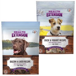 Health Extension Bully Puffs Bacon & Liver + Bully Puffs Duck & Yogurt Dog Treats