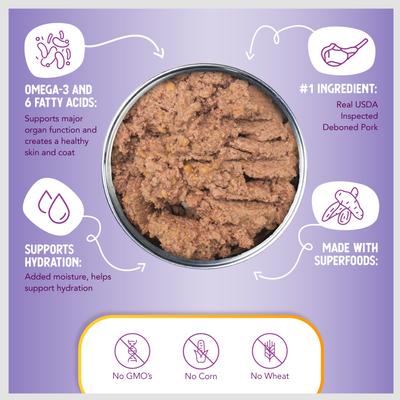 Show full view: Health Extension Carolina Skillet Pork Recipe Grain-Free Wet Dog Food, 12.5-oz can, case of 12 slide 7 of 11