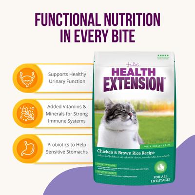 Show full view: Health Extension Chicken & Brown Rice Recipe Dry Cat Food, 4-lb bag slide 4 of 11