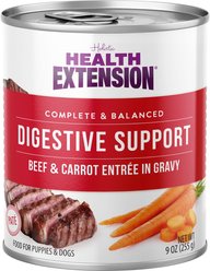 Health Extension Digestive Support Beef & Carrot Entrée in Gravy Dog Food, 9-oz can, case of 12