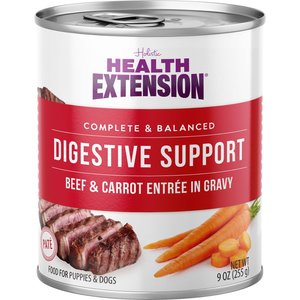 Health Extension Digestive Support Beef & Carrot Entrée in Gravy Dog Food, 9-oz can, case of 12