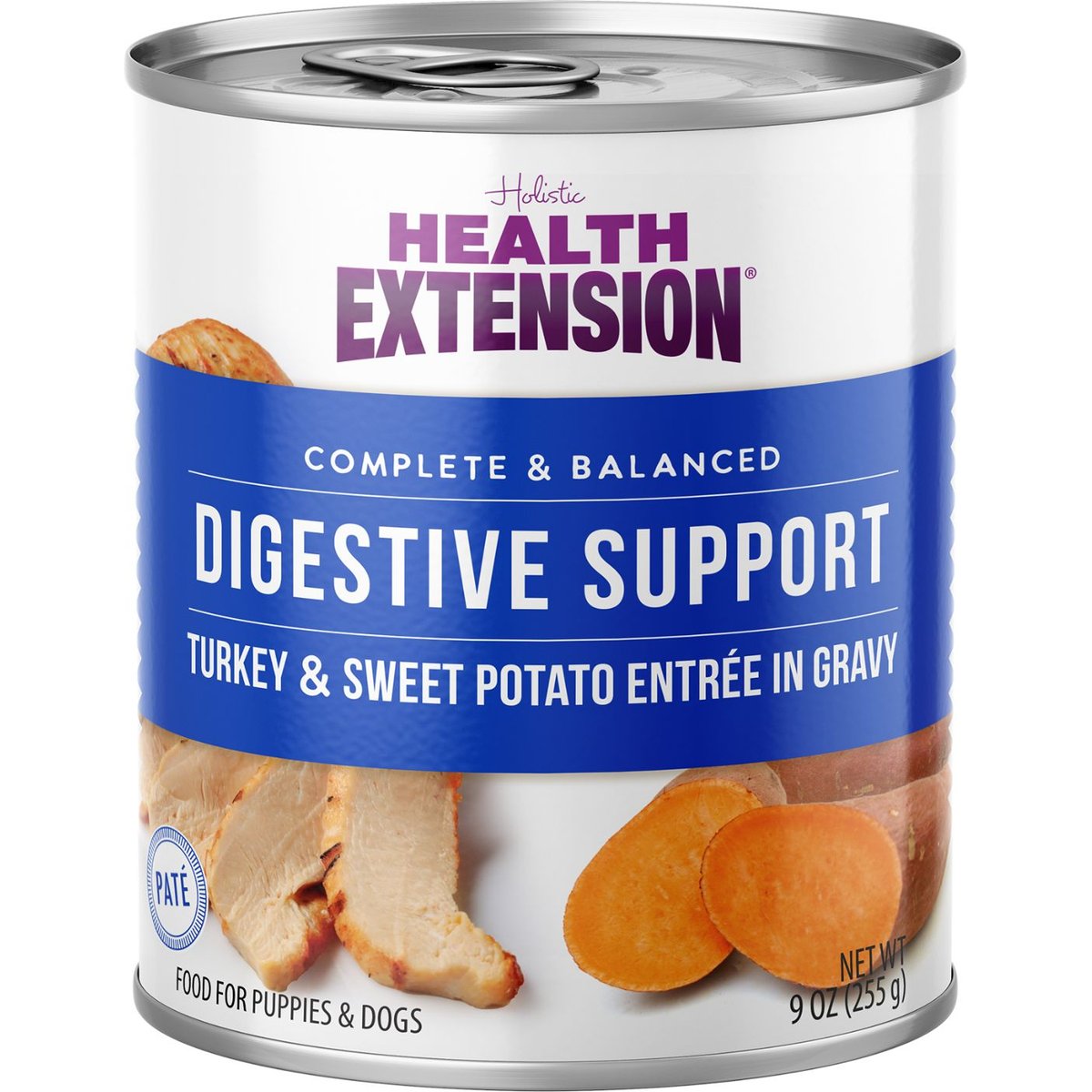 Health Extension Digestive Support Turkey & Sweet Potato Entrée in Gravy Dog Food, 9-oz can, case of 12