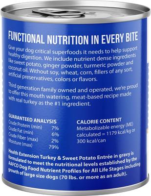 Show full view: Health Extension Digestive Support Turkey & Sweet Potato Entrée in Gravy Dog Food, 9-oz can, case of 12 slide 3 of 10