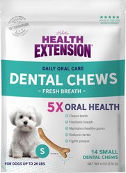 Health Extension Fresh Breath Mint Flavored Dental Bones Dog Treats, Small, 14 count