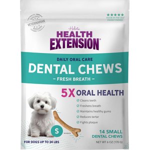 Health Extension Fresh Breath Mint Flavored Dental Bones Dog Treats, Small, 14 count