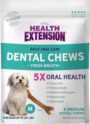 Health Extension Fresh Breath Mint Flavored Medium Dental Dog Treats, 8 count