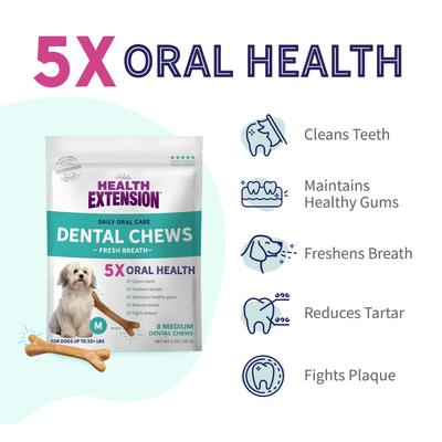 Show full view: Health Extension Fresh Breath Mint Flavored Medium Dental Dog Treats, 8 count slide 5 of 12
