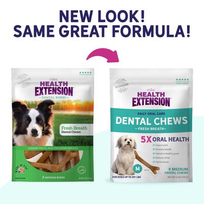 Show full view: Health Extension Fresh Breath Mint Flavored Medium Dental Dog Treats, 8 count slide 3 of 12