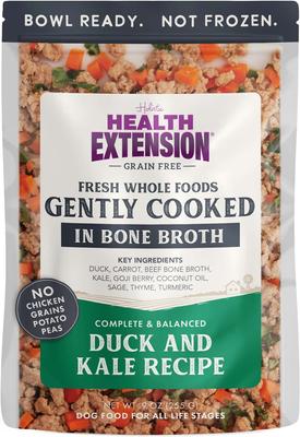 Show full view: Health Extension Gently Cooked Duck & Kale Recipe Wet Dog Food, 9-oz pouch, 5 count slide 3 of 10
