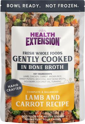 Show full view: Health Extension Gently Cooked Lamb & Carrot Recipe Wet Dog Food, 9-oz pouch, 10 count slide 3 of 11