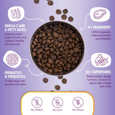 Show full view: Health Extension Grain-Free Buffalo & Whitefish Recipe Dry Dog Food, 1-lb bag slide 6 of 12