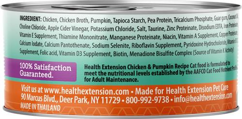 Show full view: Health Extension Grain-Free Chicken & Pumpkin Recipe Canned Cat Food, 2.8-oz, case of 24 slide 4 of 11