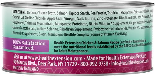 Show full view: Health Extension Grain-Free Chicken & Salmon Recipe Canned Cat Food, 2.8-oz, case of 24 slide 4 of 11