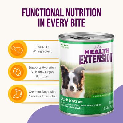 Show full view: Health Extension Grain-Free Duck Entree Canned Dog Food, 12.5-oz, case of 12 slide 4 of 9