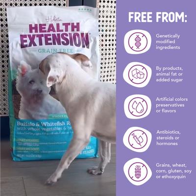 Show full view: Health Extension Grain-Free Little Bites Buffalo & Whitefish Recipe Dry Dog Food, 23.5-lb bag slide 7 of 12