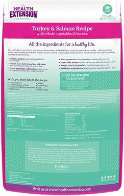 Show full view: Health Extension Grain-Free Turkey & Salmon Recipe Dry Cat Food, 4-lb bag slide 3 of 11