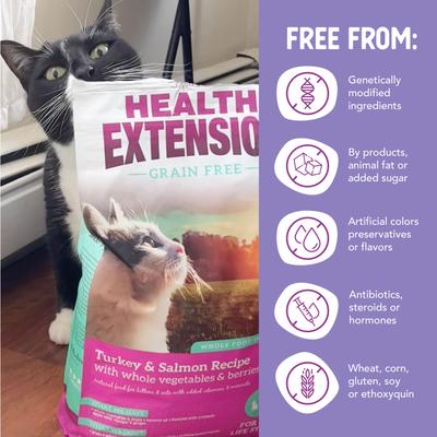 Show full view: Health Extension Grain-Free Turkey & Salmon Recipe Dry Cat Food, 4-lb bag slide 6 of 11