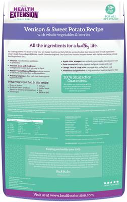 Show full view: Health Extension Grain-Free Venison & Sweet Potato Recipe Dry Dog Food, 4-lb bag slide 3 of 12