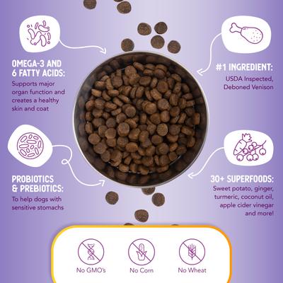 Show full view: Health Extension Grain-Free Venison & Sweet Potato Recipe Dry Dog Food, 4-lb bag slide 6 of 12