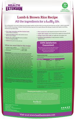 Show full view: Health Extension Lamb & Brown Rice Dry Dog Food, 30-lb bag slide 3 of 12