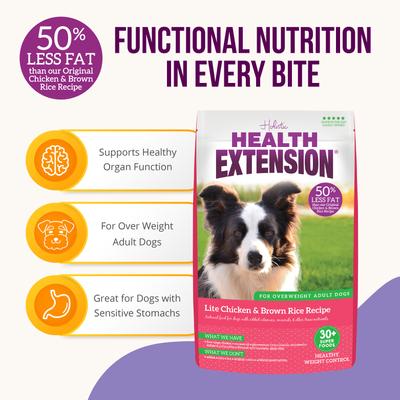 Show full view: Health Extension Lite Chicken & Brown Rice Recipe Dry Dog Food, 15-lb bag slide 5 of 11