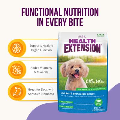 Show full view: Health Extension Little Bites Chicken & Brown Rice Recipe Dry Dog Food, 10-lb bag slide 6 of 13