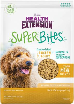 Show full view: Health Extension Little Bites Chicken & Brown Rice Recipe Dry Food + Super Bites Chicken Recipe Freeze-Dried Raw Dog Food Mixer slide 6 of 9