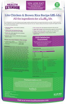 Show full view: Health Extension Little Bites Lite Chicken & Brown Rice Recipe Dry Dog Food, 15-lb bag slide 3 of 12