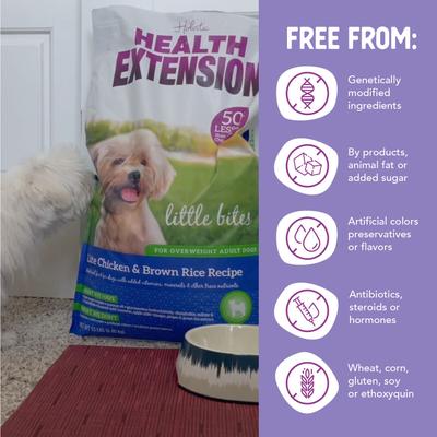 Show full view: Health Extension Little Bites Lite Chicken & Brown Rice Recipe Dry Dog Food, 15-lb bag slide 8 of 12