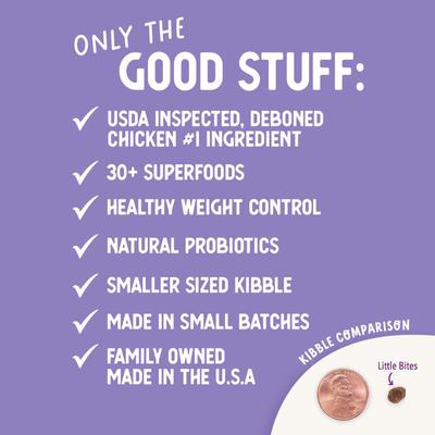 Show full view: Health Extension Little Bites Lite Chicken & Brown Rice Recipe Dry Dog Food, 15-lb bag slide 9 of 12