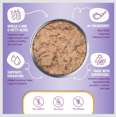 Show full view: Health Extension Mediterranean Roast Lamb Recipe Grain-Free Wet Dog Food, 12.5-oz can, case of 12 slide 7 of 10