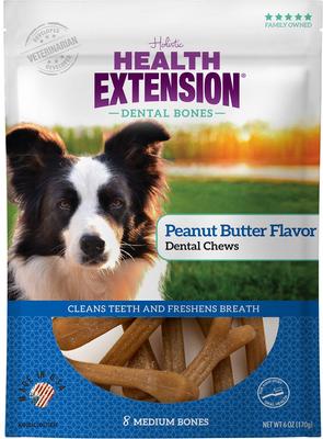 Show full view: Health Extension Peanut Butter Flavor + Probiotic Yogurt Medium Dental Dog Treats slide 2 of 9