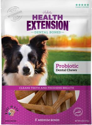 Show full view: Health Extension Peanut Butter Flavor + Probiotic Yogurt Medium Dental Dog Treats slide 6 of 9