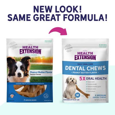 Show full view: Health Extension Peanut Butter Flavored Medium Dental Dog Treats, 8 count slide 3 of 13